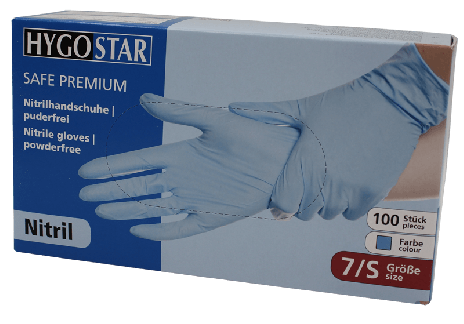 Nitril engangshandske Hygostar Safe Premium pudderfri - Small 